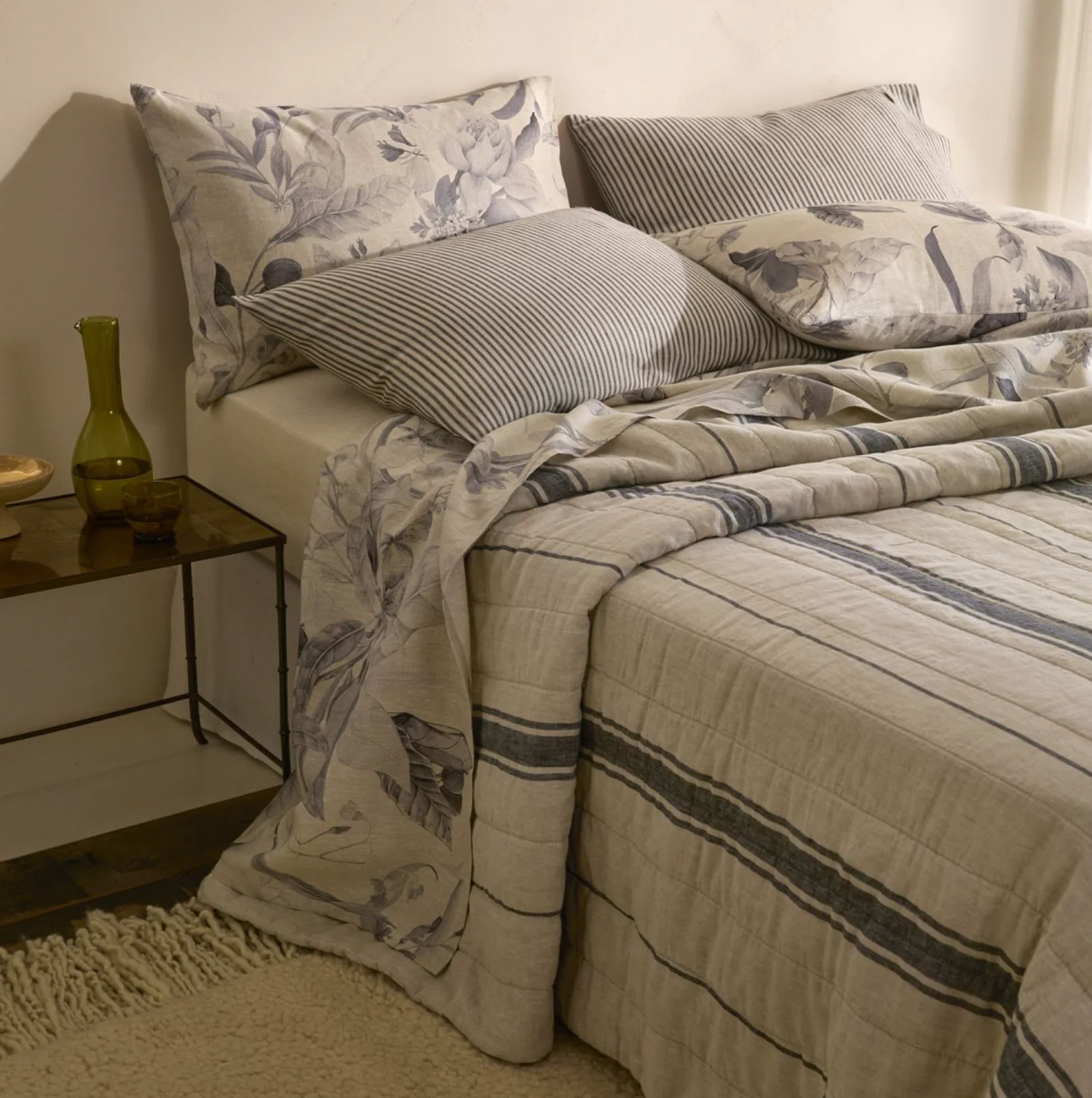 Abbotson Linen Wide Ticking Stripe Bed Cover - Image 3