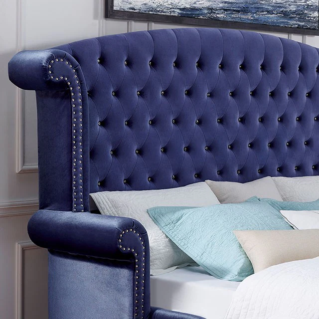 Alzir Upholstered Bed Frame - Blue - Image 2