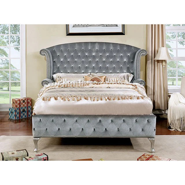 Alzir Upholstered Bed Frame - Grey - Image 2