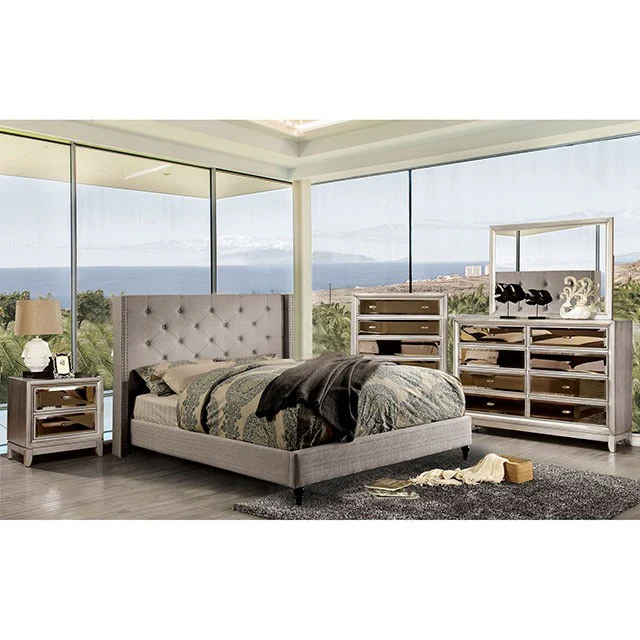 Anabelle Upholstered Bed Frame - Warm Grey - Image 3