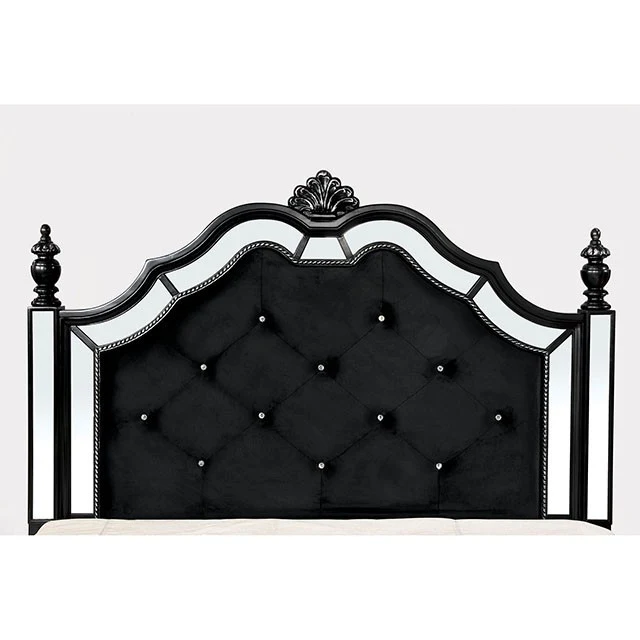 Azha Mirrored & Upholstered Bed Frame - Black - Image 5