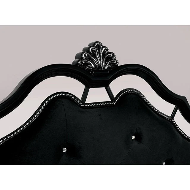 Azha Mirrored & Upholstered Bed Frame - Black - Image 6
