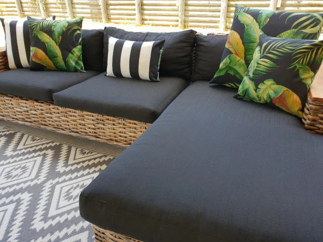 Black and White Striped Outdoor Cushion - Image 3