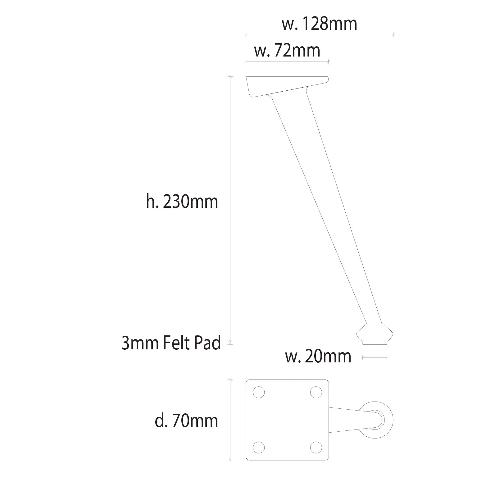 Blahnik Furniture Leg 230mm Set of 4 - Image 3