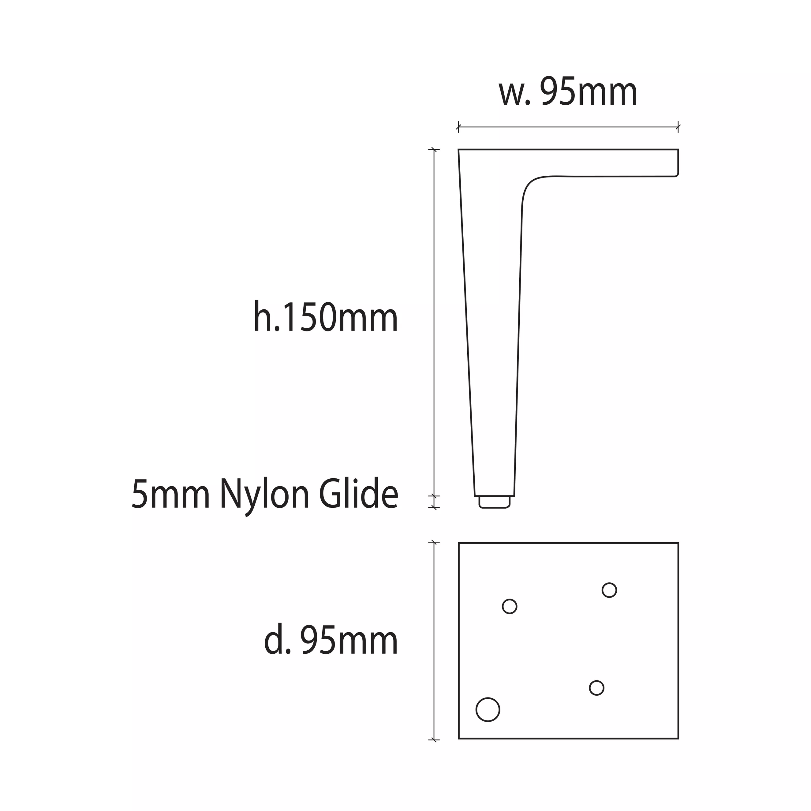Borsari 150mm Furniture Leg - Image 4