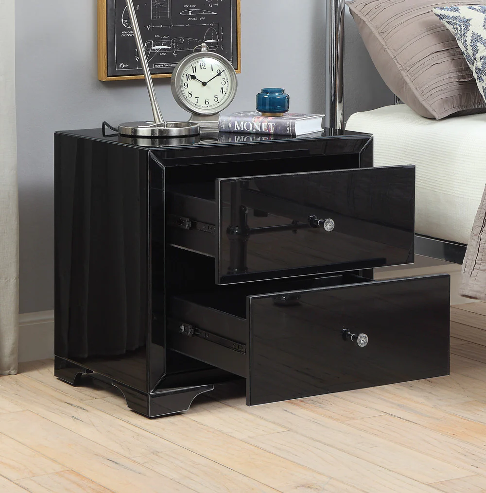 Boulevard Bedside Table In Black - Image 2