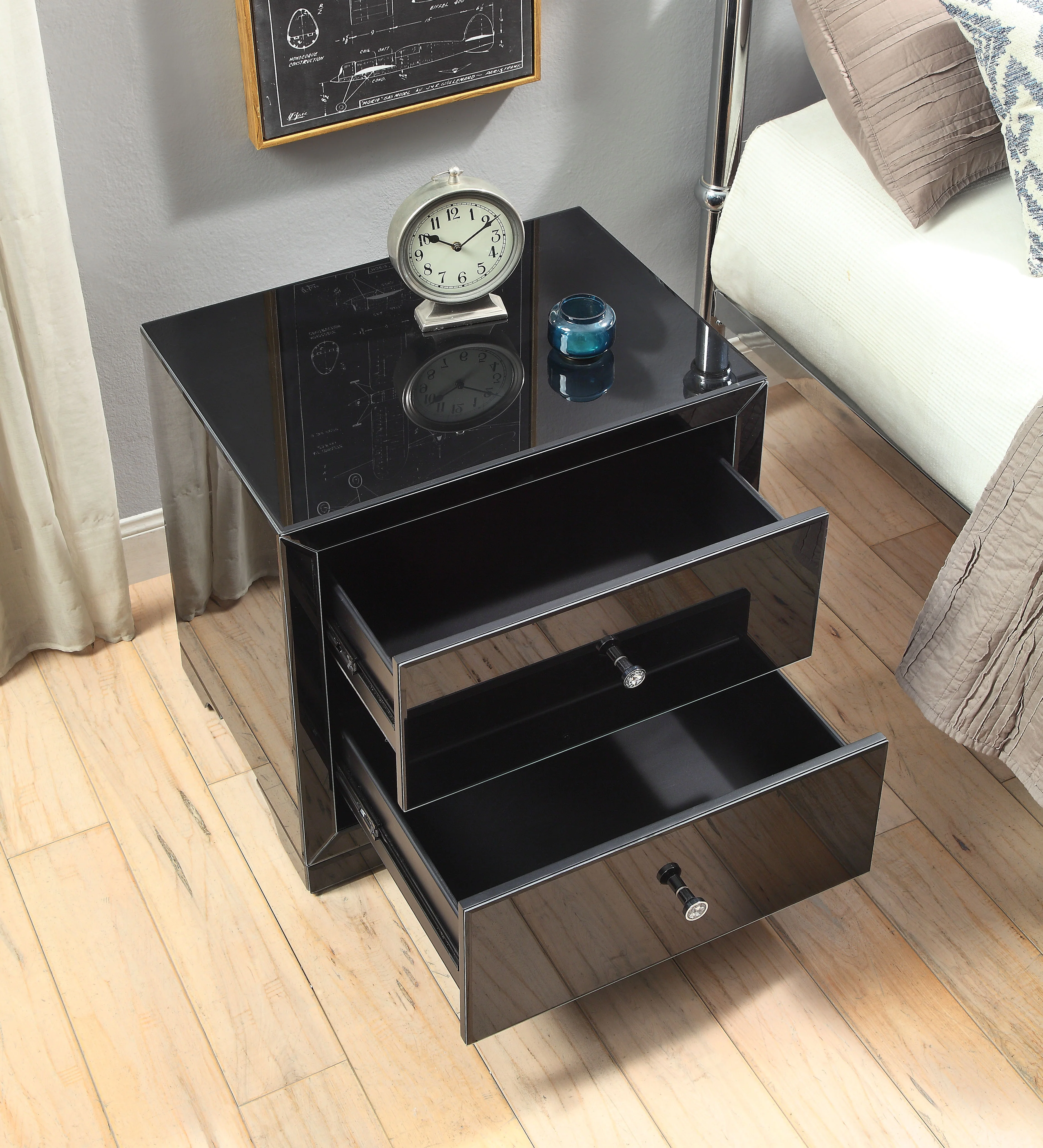 Boulevard Bedside Table In Black - Image 3