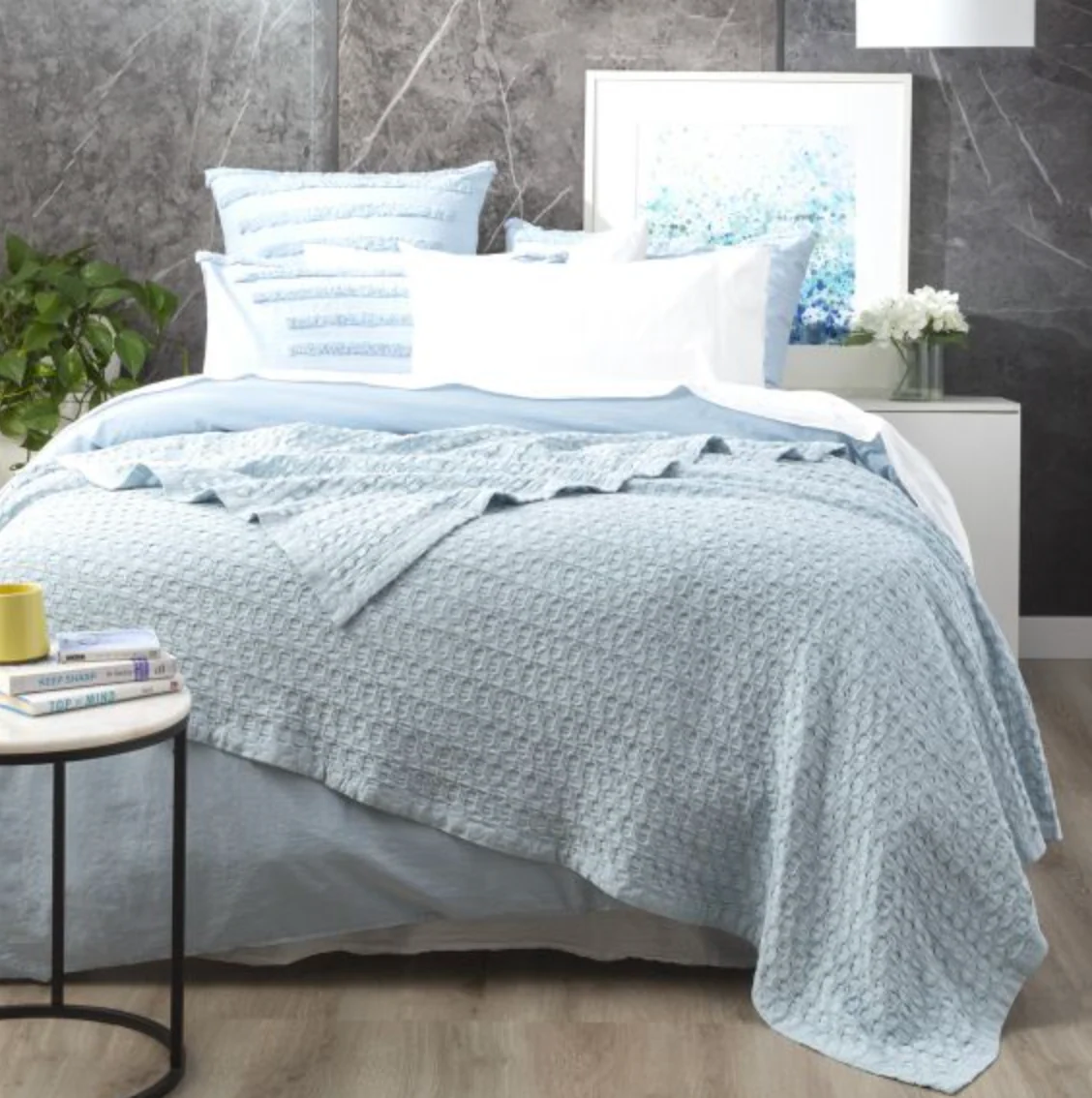 Lexico Washed Cotton Textured Waffle Blanket - Image 2