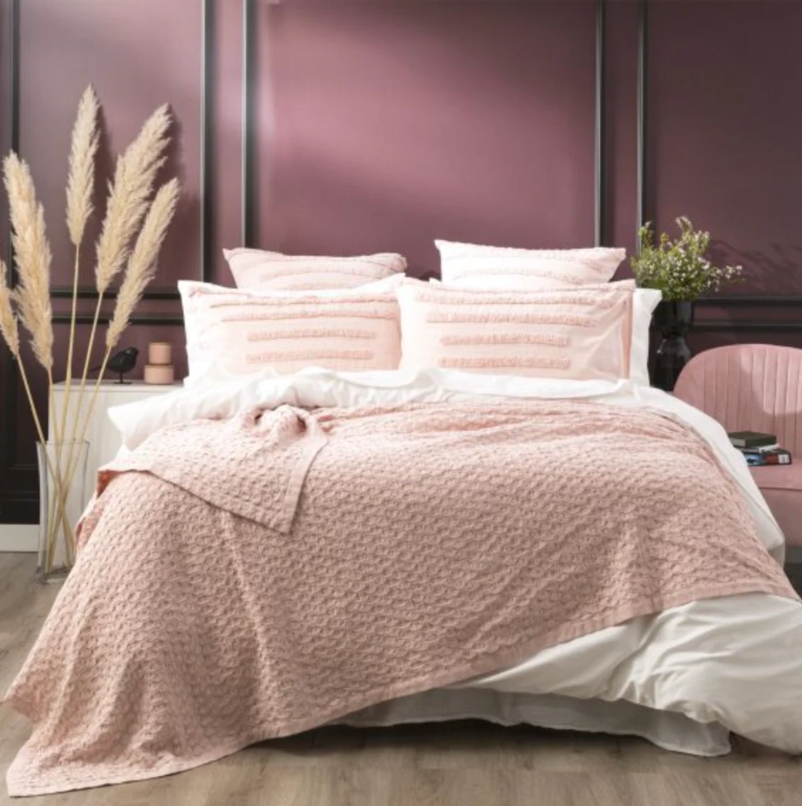 Lexico Washed Cotton Textured Waffle Blanket - Image 3