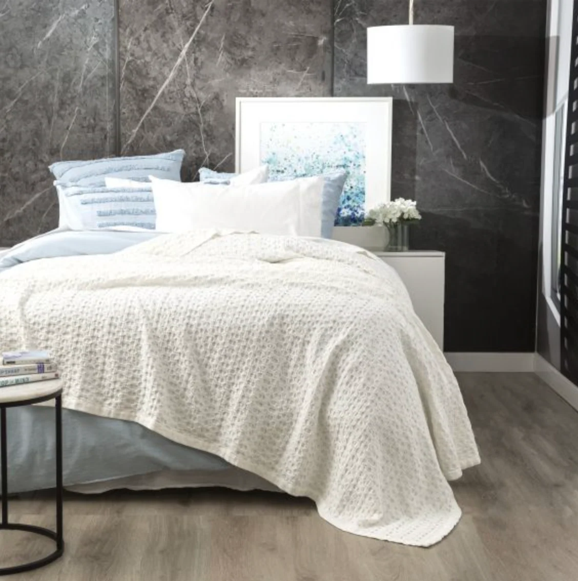 Lexico Washed Cotton Textured Waffle Blanket - Image 5