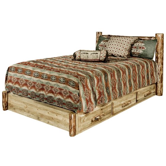 Glacier Country Wood Bed Frame  Low Foot With Drawers - Image 3