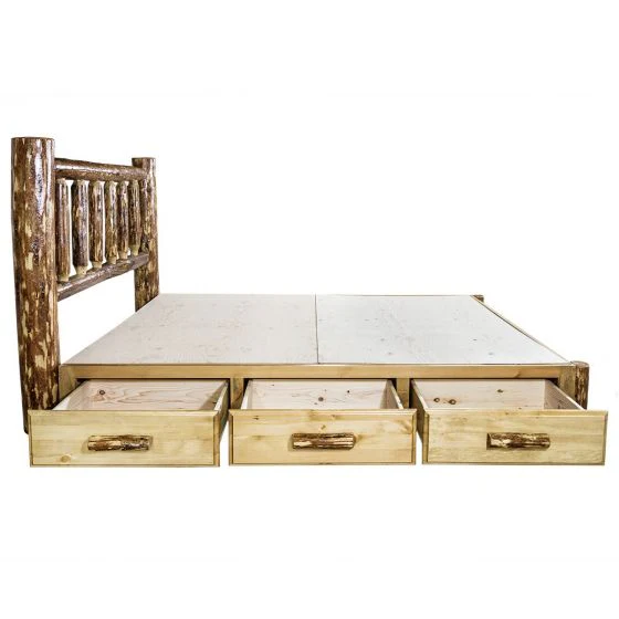Glacier Country Wood Bed Frame  Low Foot With Drawers - Image 5