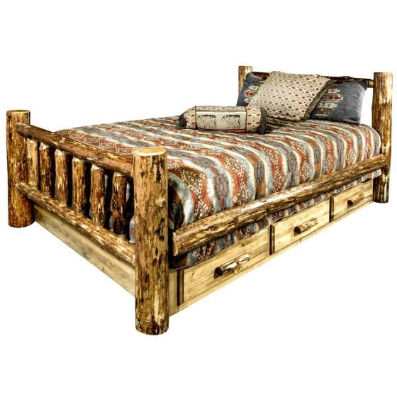 Glacier Country Wood Bed Frame With Drawers - Image 2