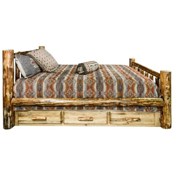 Glacier Country Wood Bed Frame With Drawers - Image 4