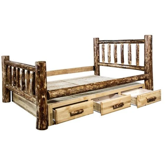 Glacier Country Wood Bed Frame With Drawers - Image 5