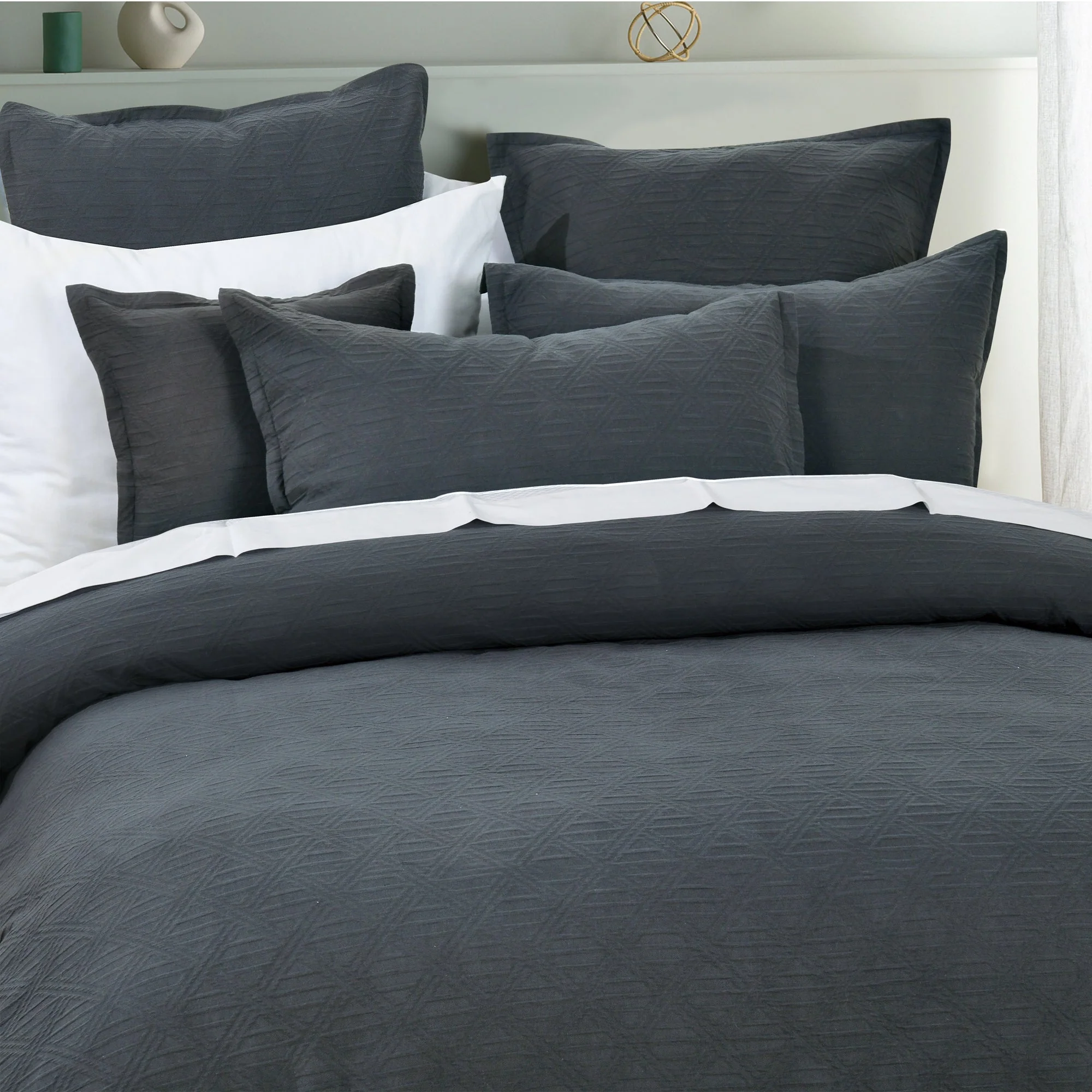 Hallston Quilt Cover Set Charcoal - Image 2