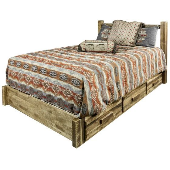 Homestead Wood Bed Frame Low Foot With Drawers - Image 3