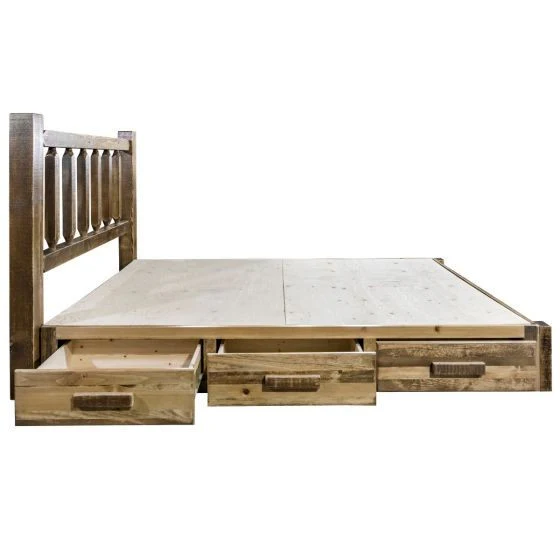 Homestead Wood Bed Frame Low Foot With Drawers - Image 5