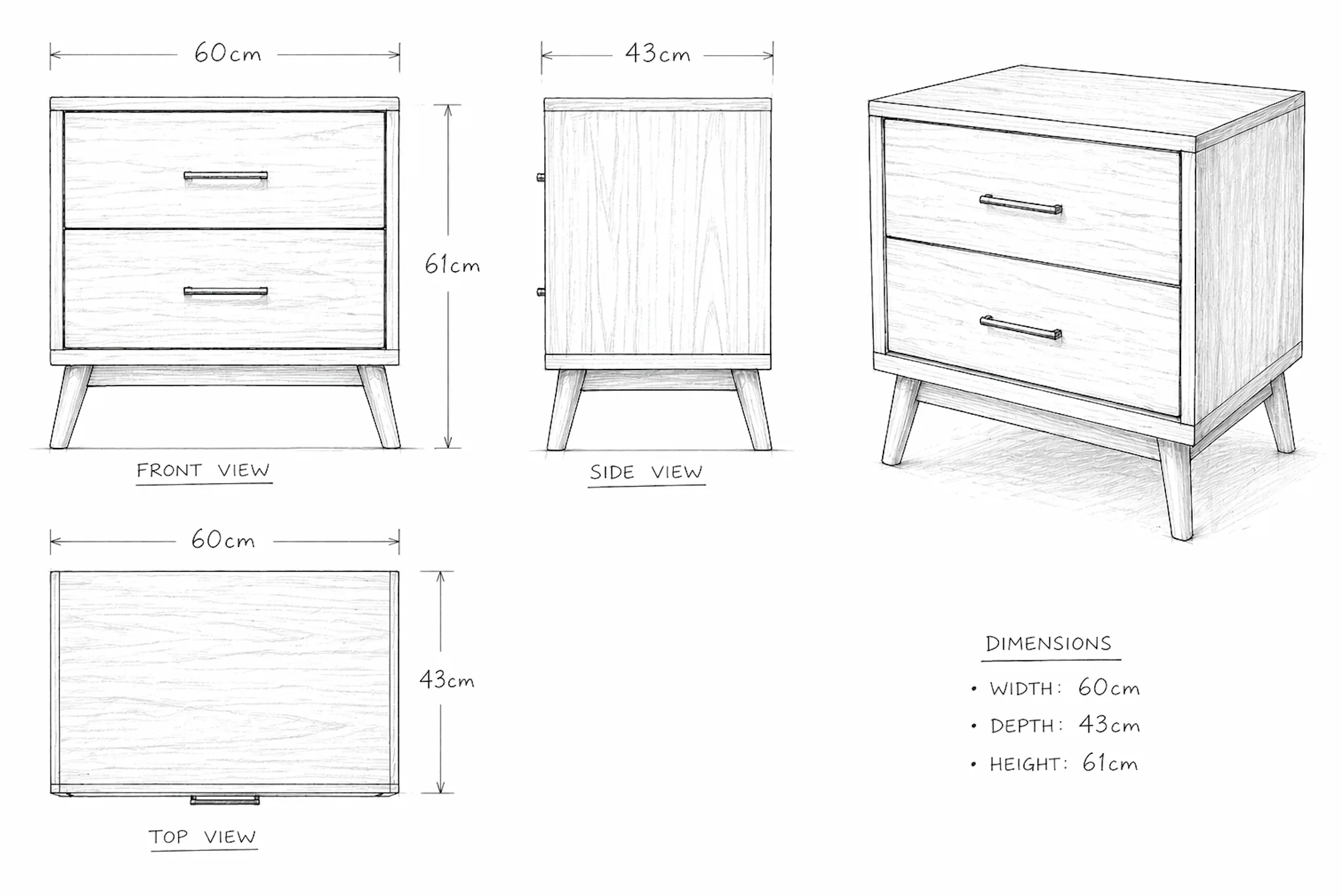 Lennart Bedside Table with Handles - Image 2