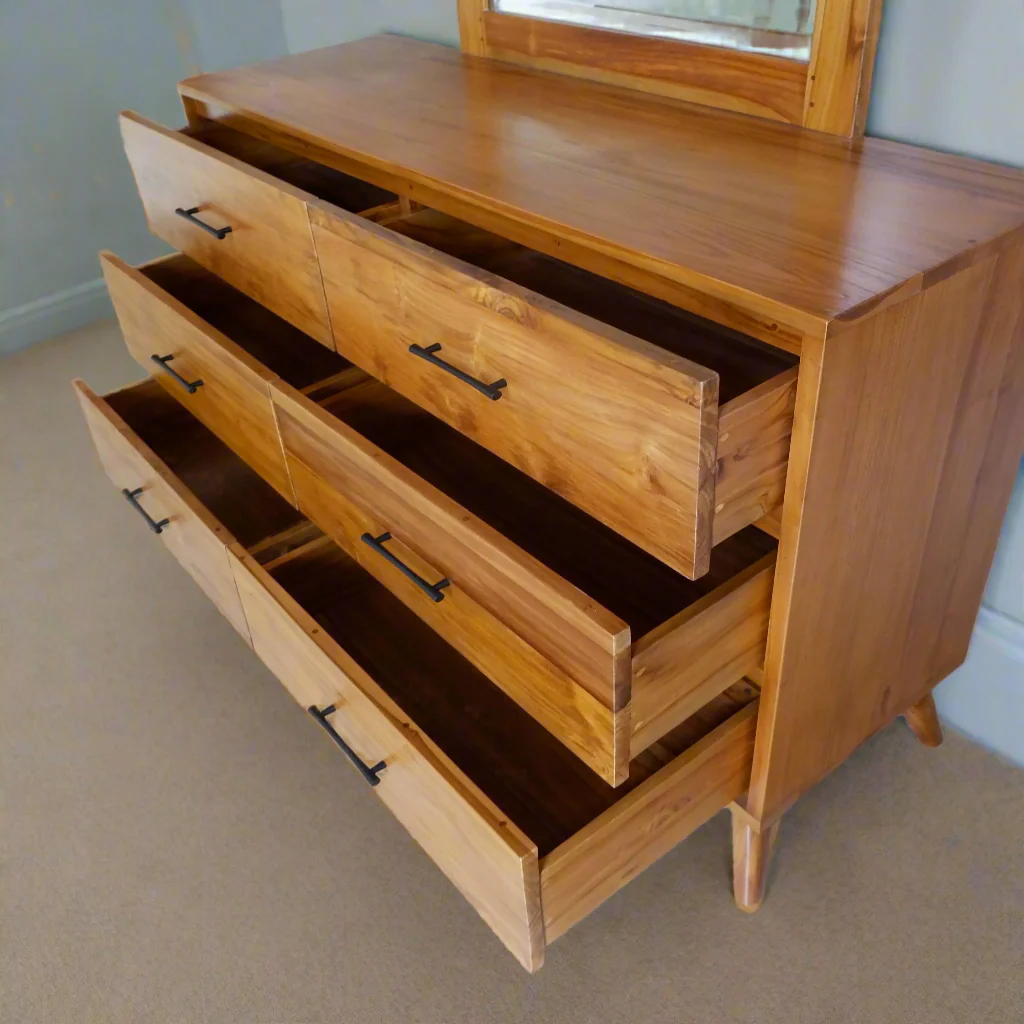 Lennart Dressing Table with Mirror and Handles - Oak - Image 2