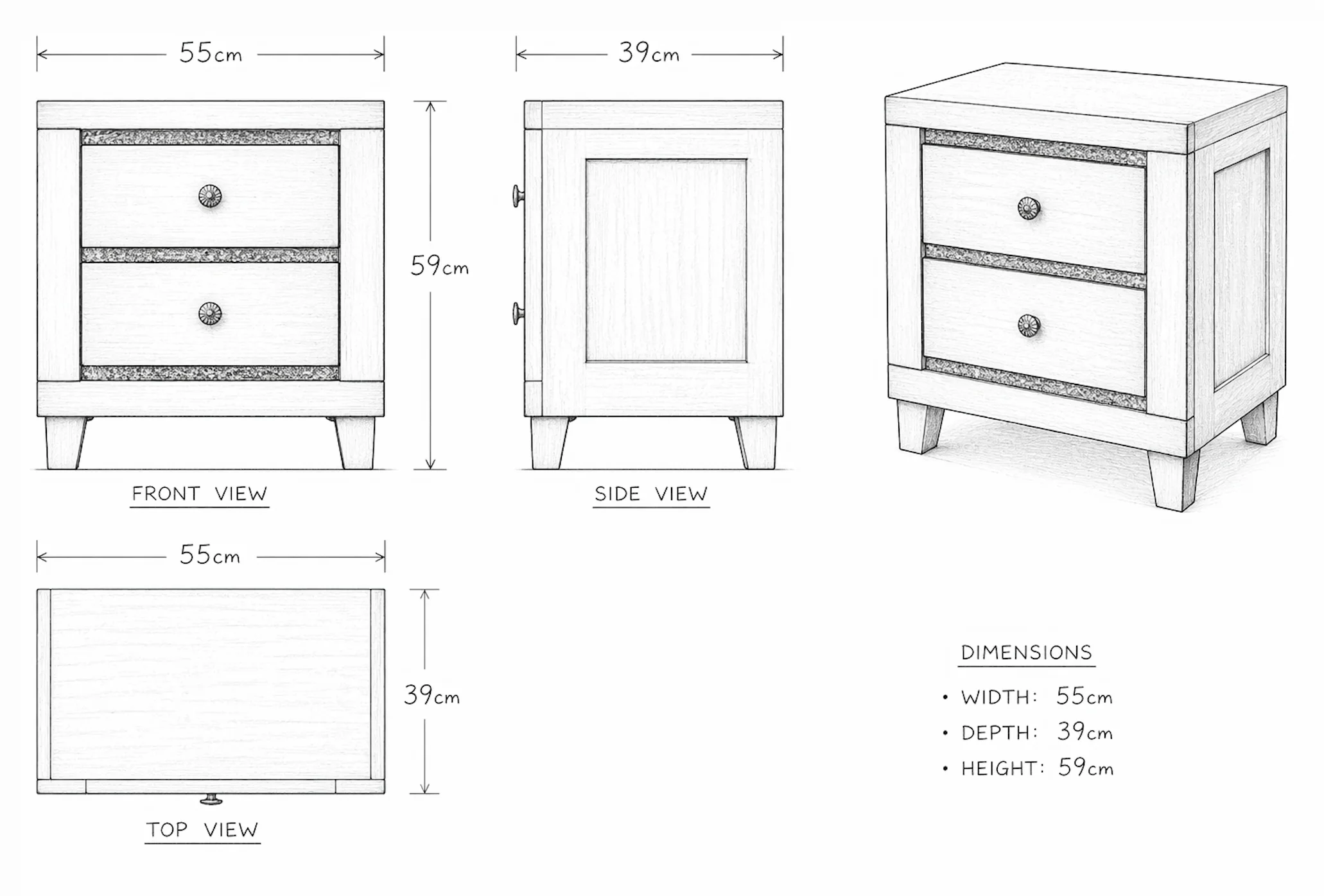 Magdeburg Bedside Table - Black - Image 2