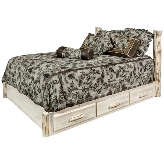 Montana Wood Bed Frame Low Foot With Drawers - Image 3