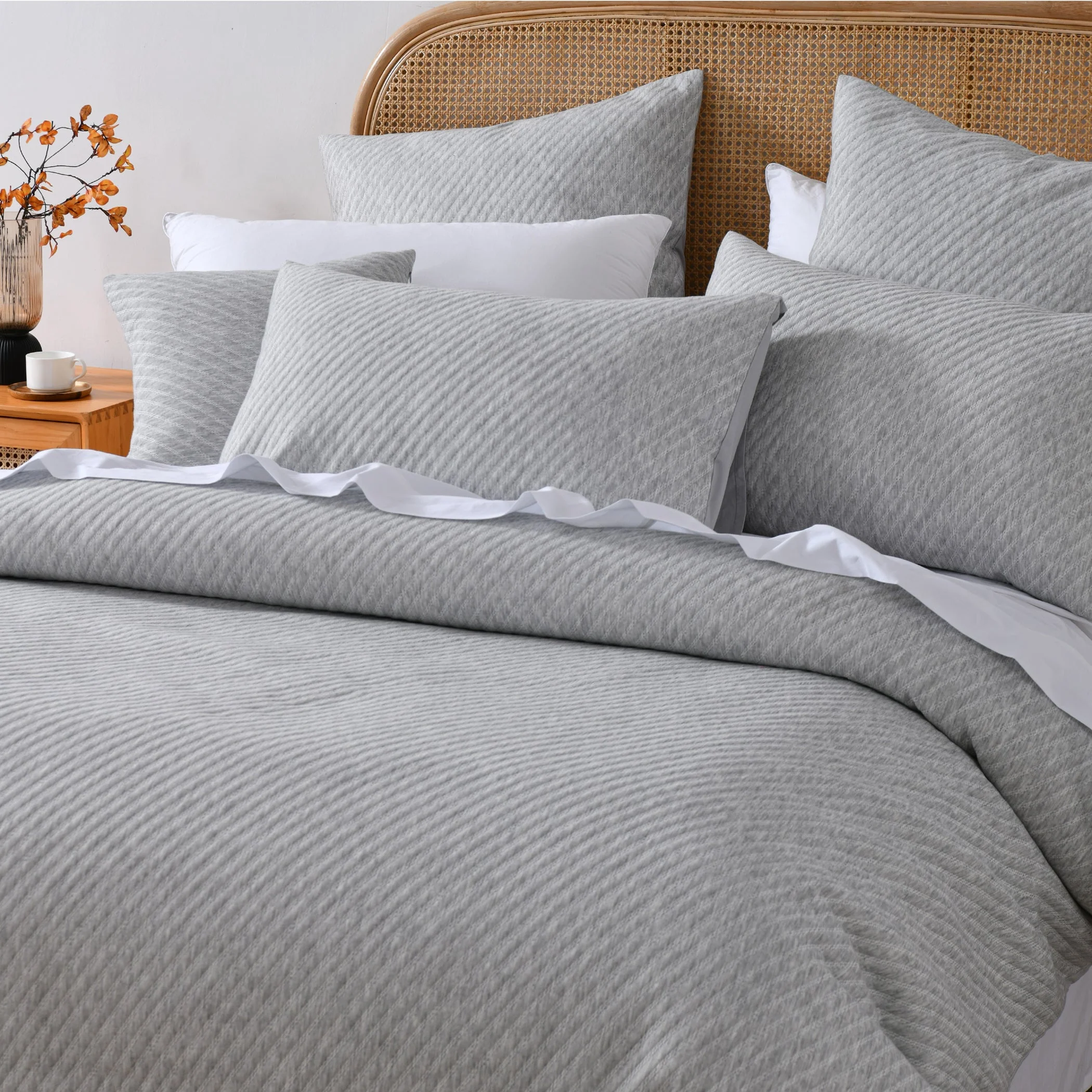 Pesaro Quilt Cover Set Grey Marle - Image 2