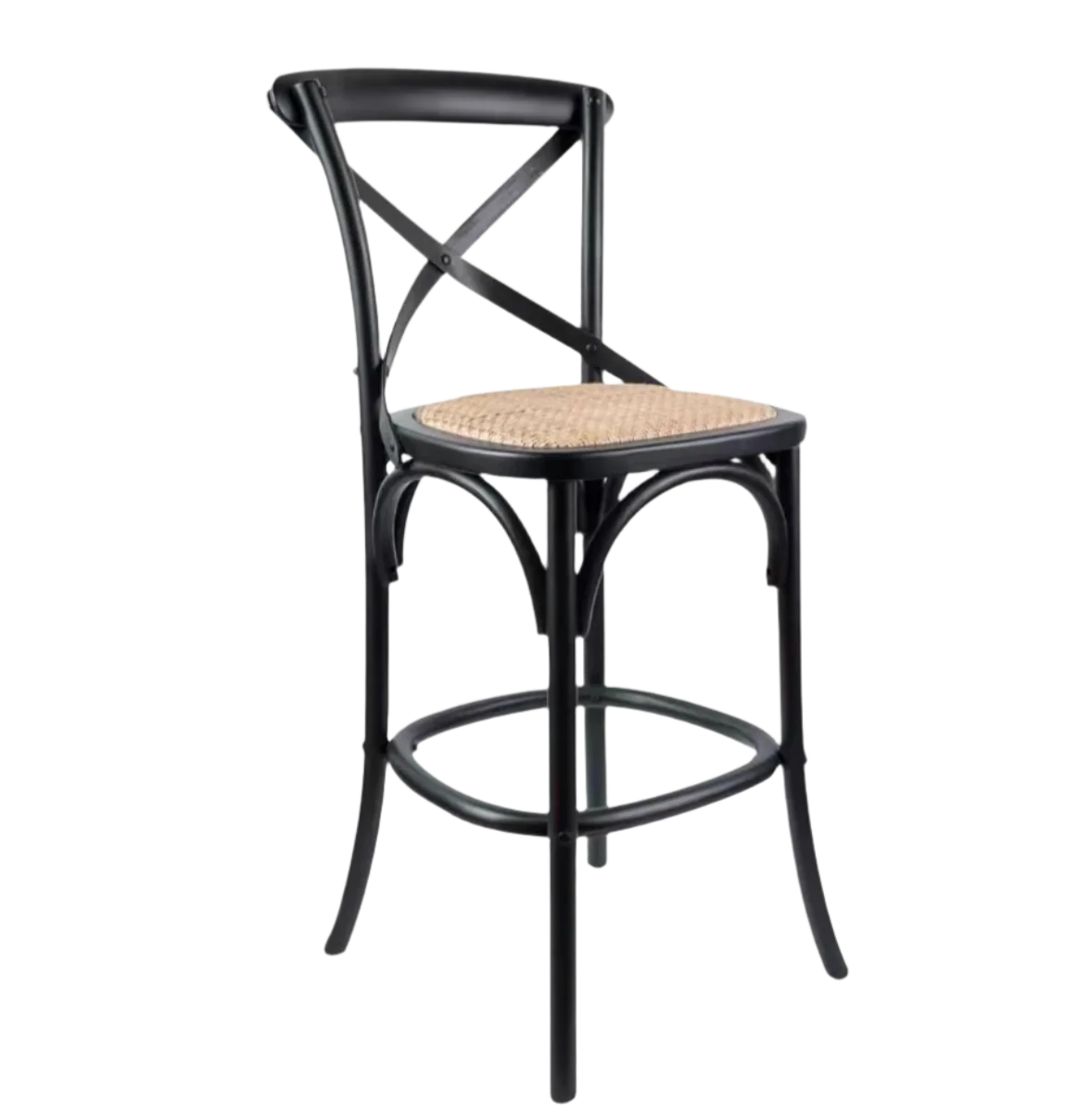 Rattan Bar Stool Black - Image 2