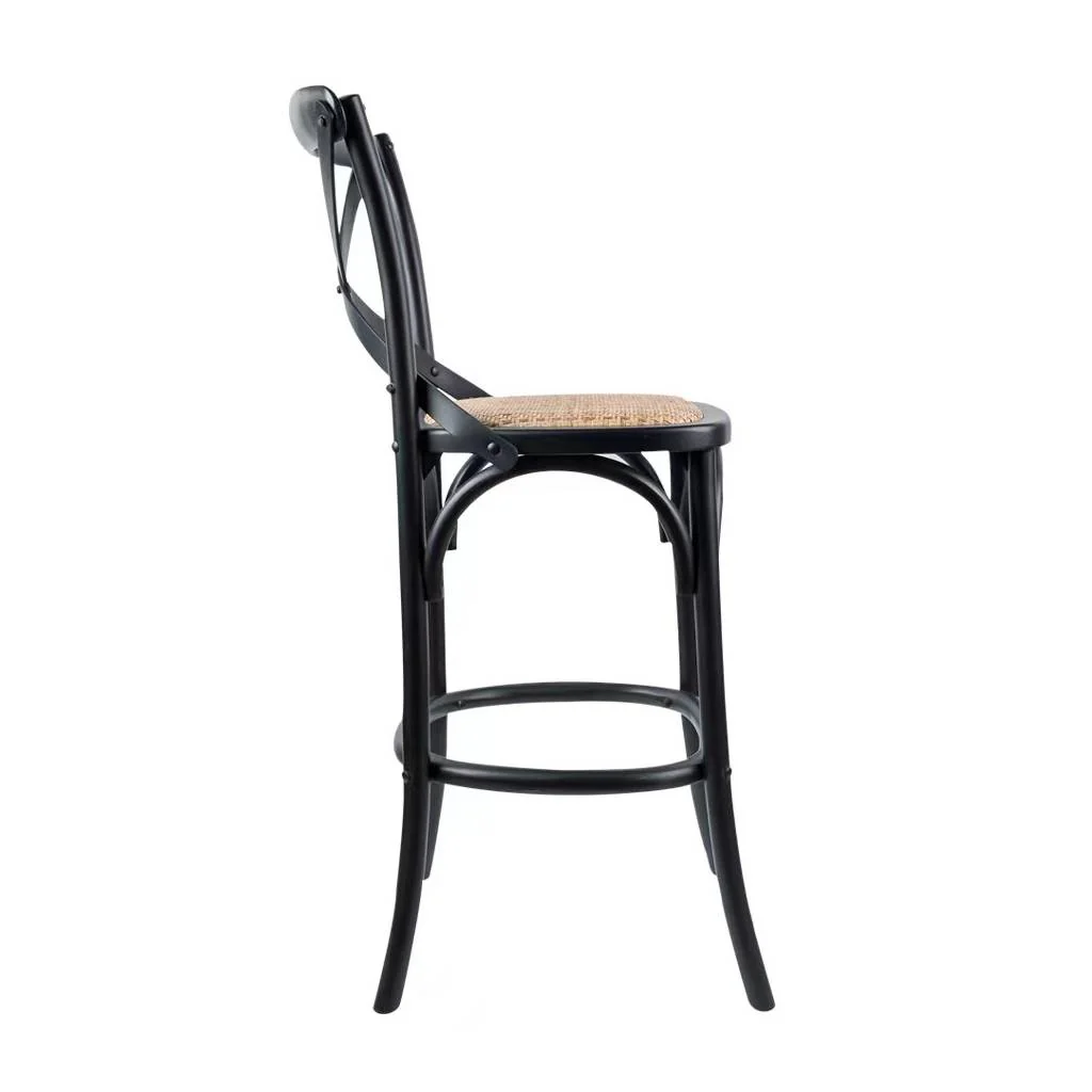 Rattan Bar Stool Black - Image 3