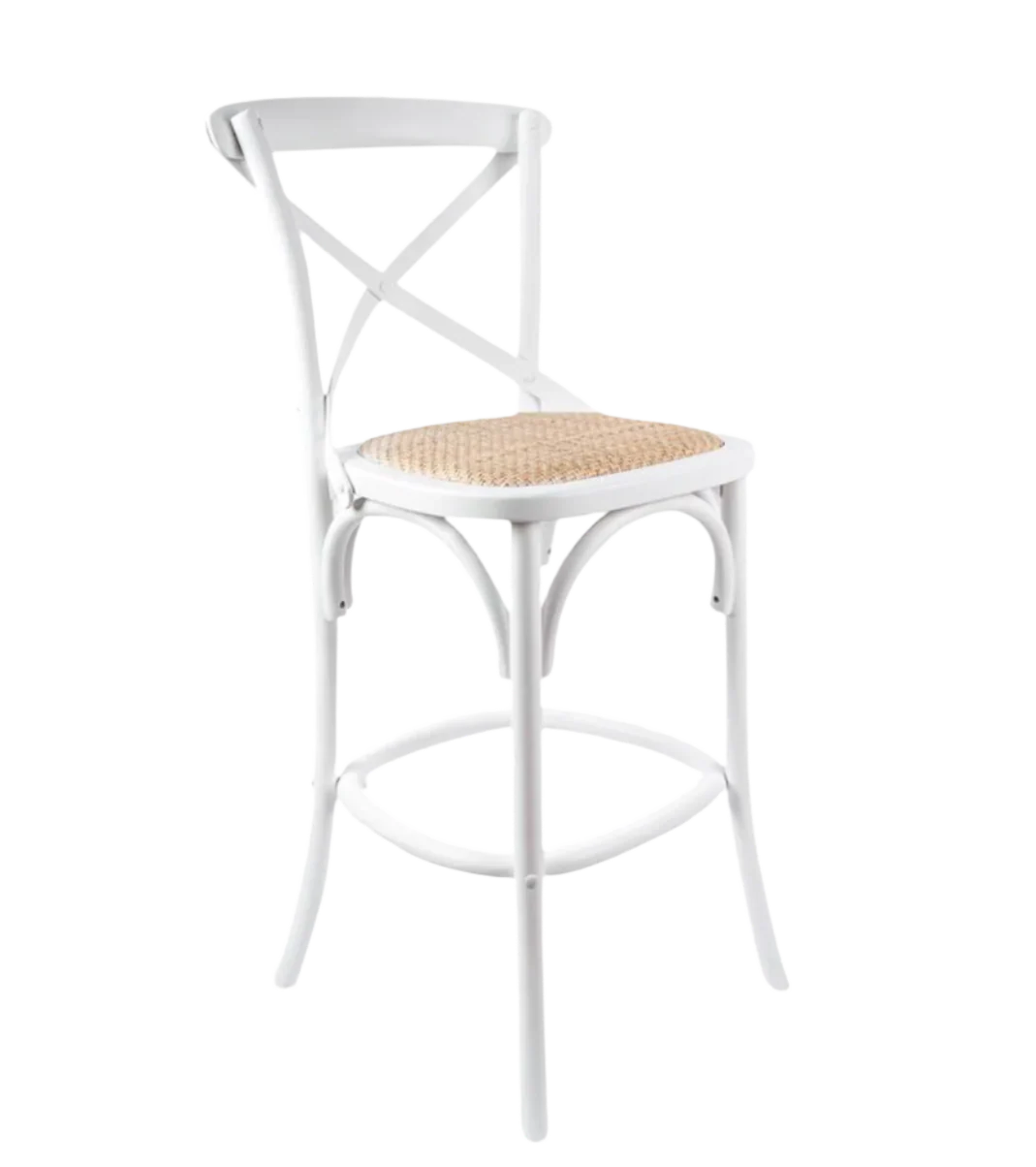 Rattan Bar Stool White - Image 2