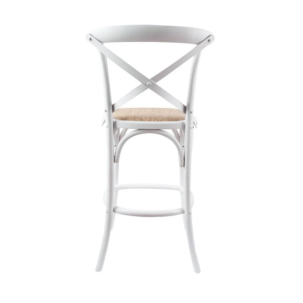 Rattan Bar Stool White - Image 3