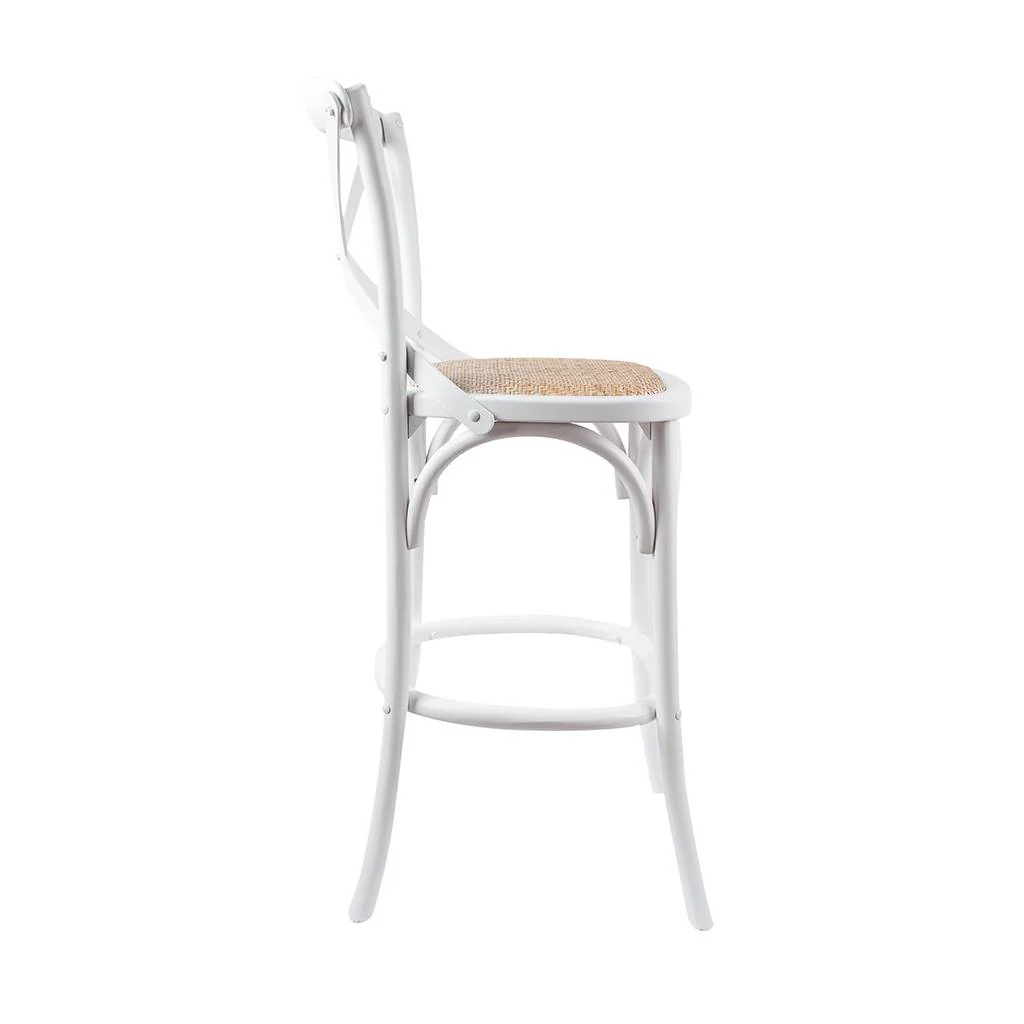 Rattan Bar Stool White - Image 4