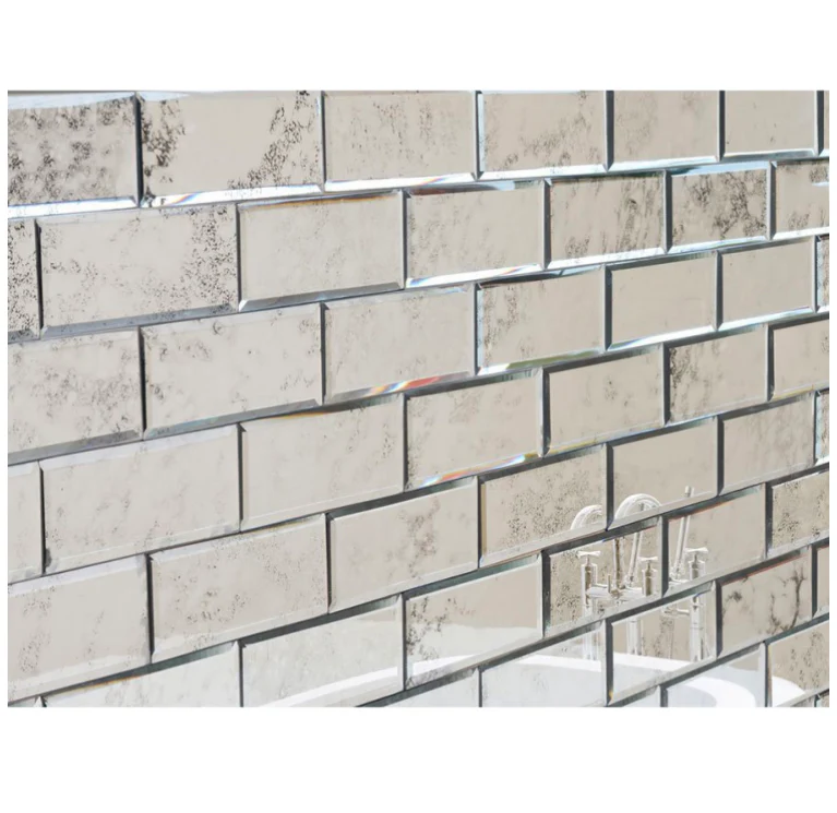 Rectangle Antique Mirrored Bevelled Wall Tiles - 22 Pack - Image 2