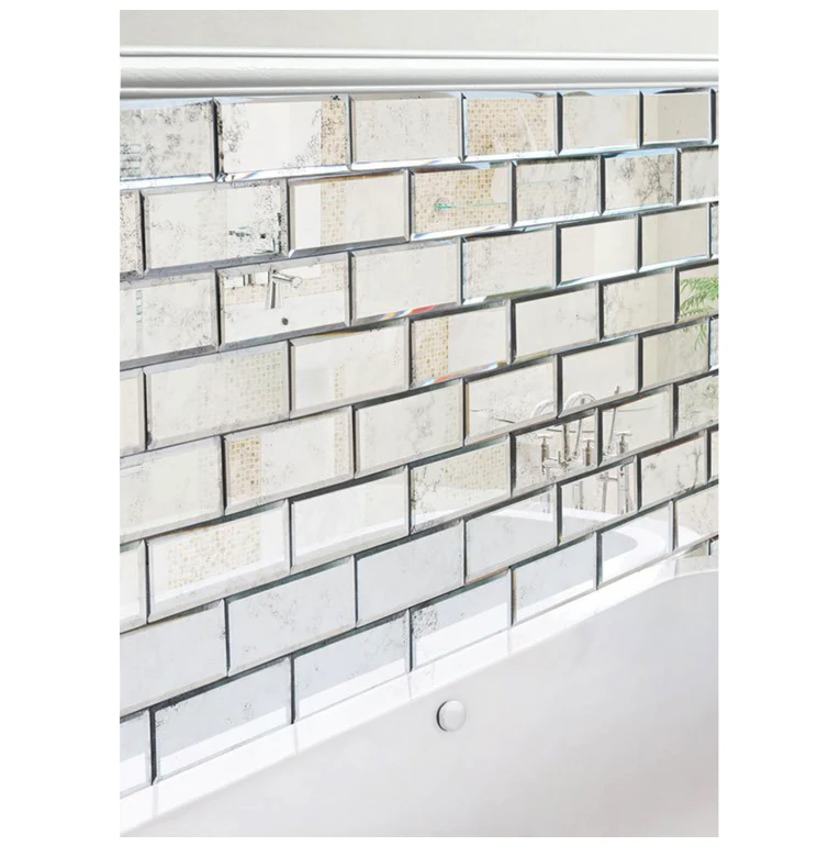 Rectangle Antique Mirrored Bevelled Wall Tiles - 22 Pack - Image 3