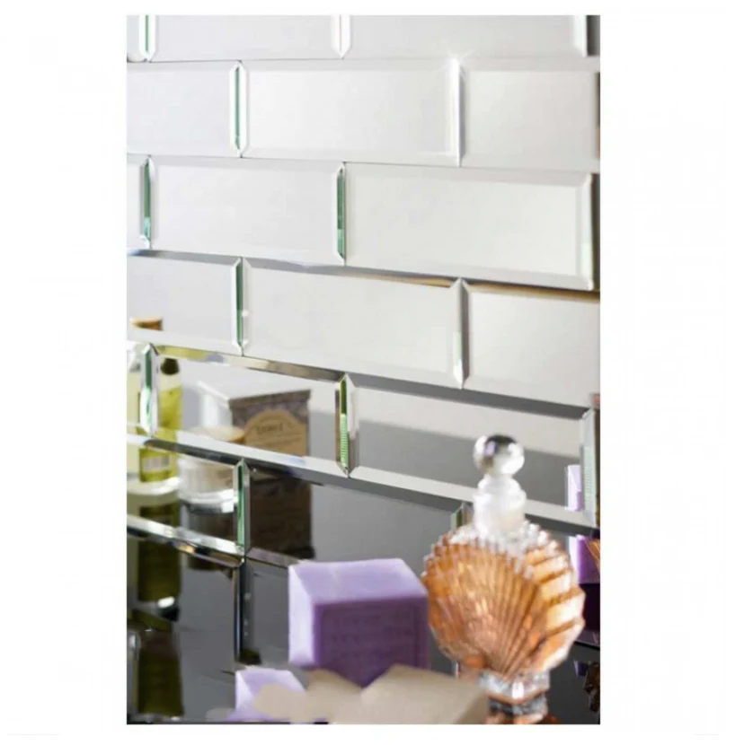 Rectangle Silver Mirrored Bevelled Wall Tiles - 22 Pack - Image 5